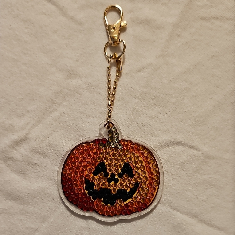 Rhinestone Jack-O-Lantern Keychain